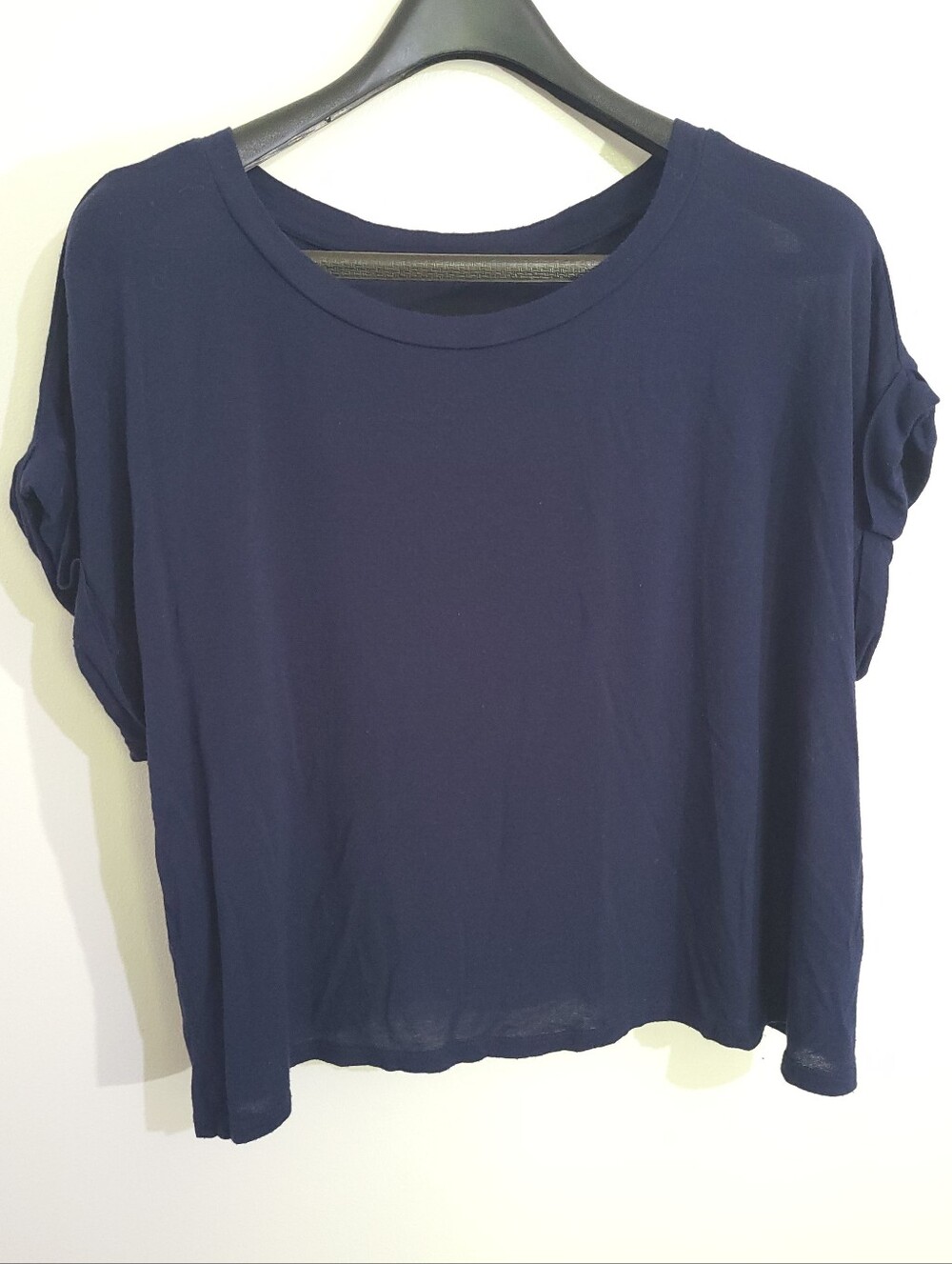 Tattoo Navy Blue Boxy Crop Top - Rayon Spandex Blend Size L